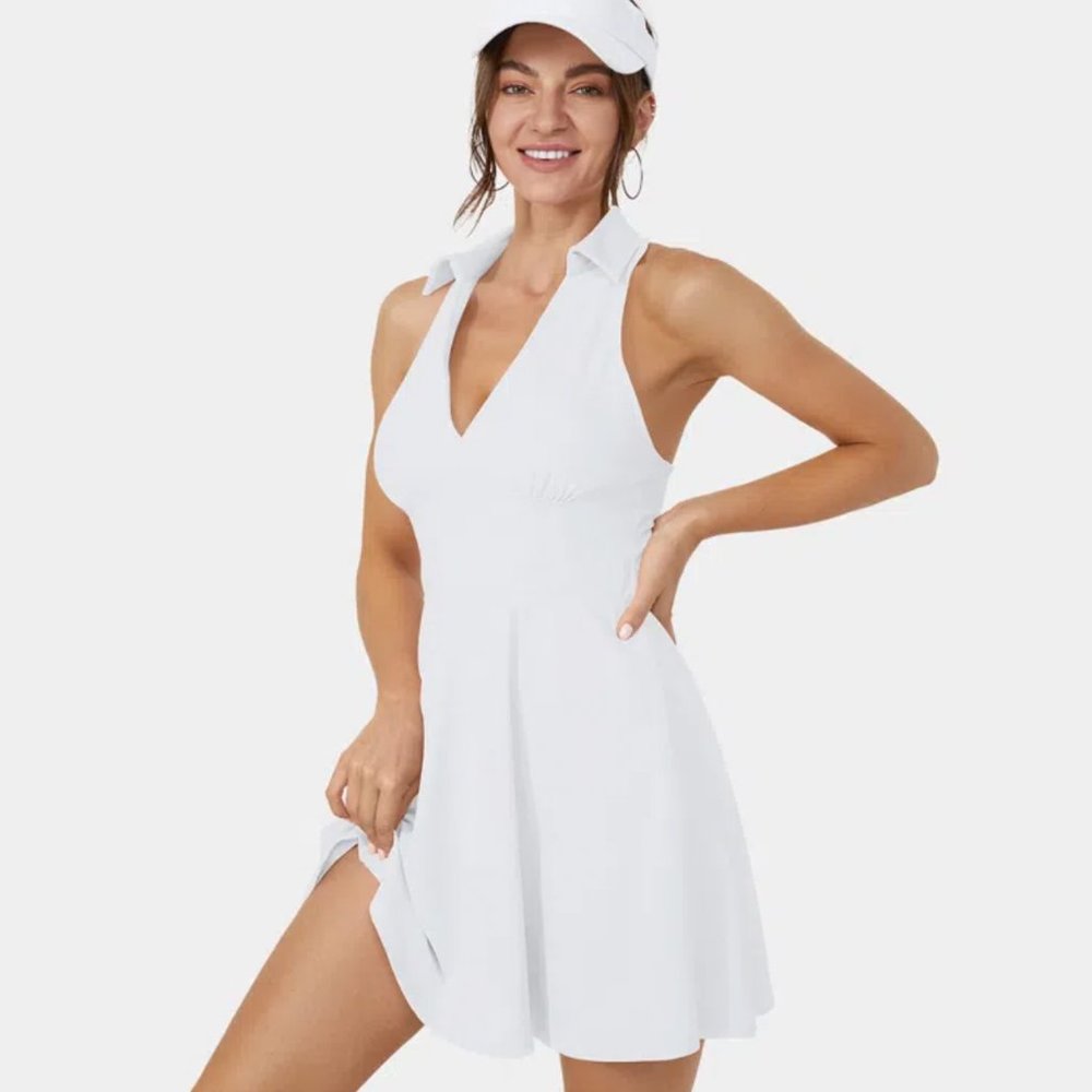 Halara Golf Tee Pocket Cloudful Air Collared Racerback 2-Piece Cool Touch Dress - Picture 3 of 5